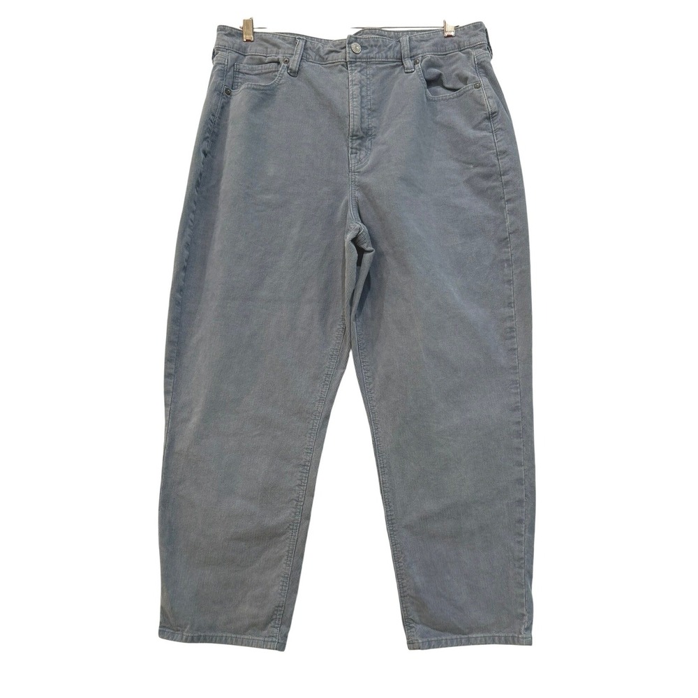 American Eagle Mom Straight Corduroy Pants Blue Gray Women's 16‎ Short Stretch